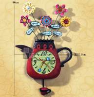 Купить Часы Enesco Цветы в чайнике БОЛЬШИЕ. Wisdomcraft, - Настенные