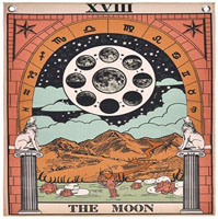 Купить Покрывало Гобелен Луна XVIII Аркан Таро, Малое и Большое полотно на стену, The Moon Taro, - Покрывала