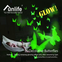 Купить Набор наклеек - Светящиеся в темноте бабочки, 3D. Зелёные и розовые на выбор. Флуоресцентные бабочки, - Наклейки